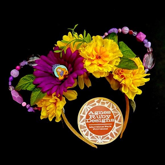 Tangled Rapunzel Disney Princess Ins Beaded Floral Minnie Mouse Ears OOAK - Picture 1 of 5